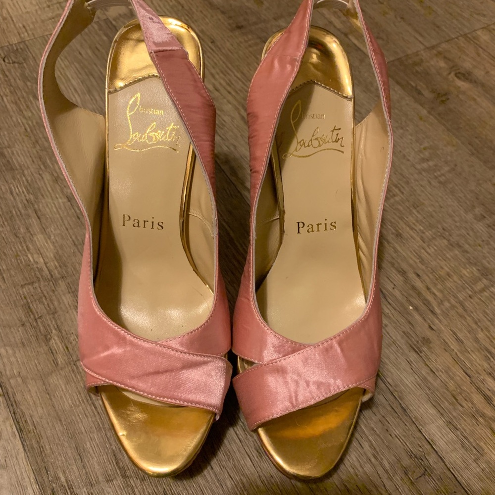 Christian Louboutin Pink Satin Slingback Heels